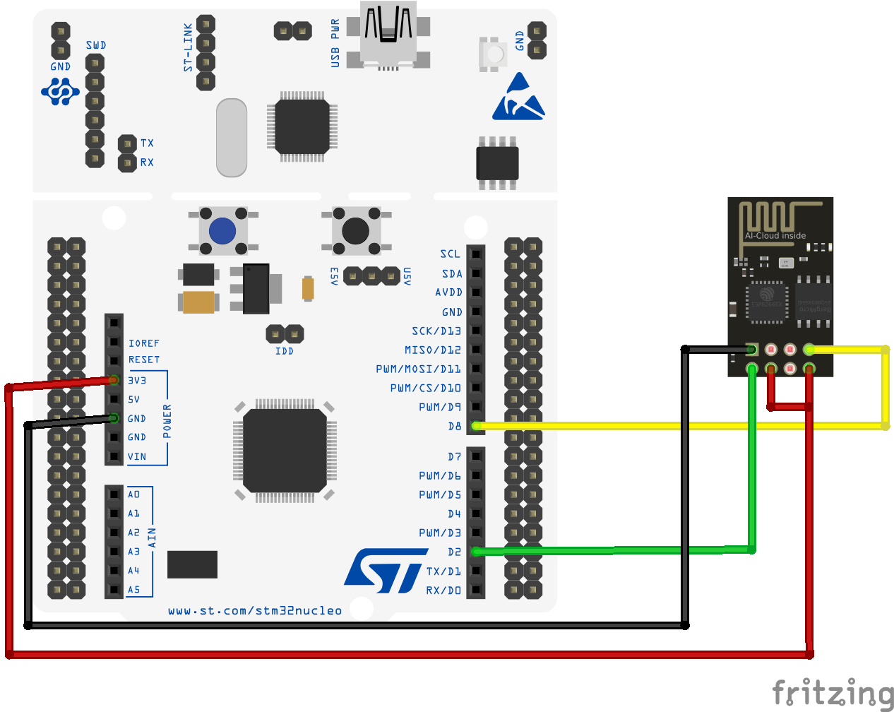 Montage direct STM32 3,3V & ESP01