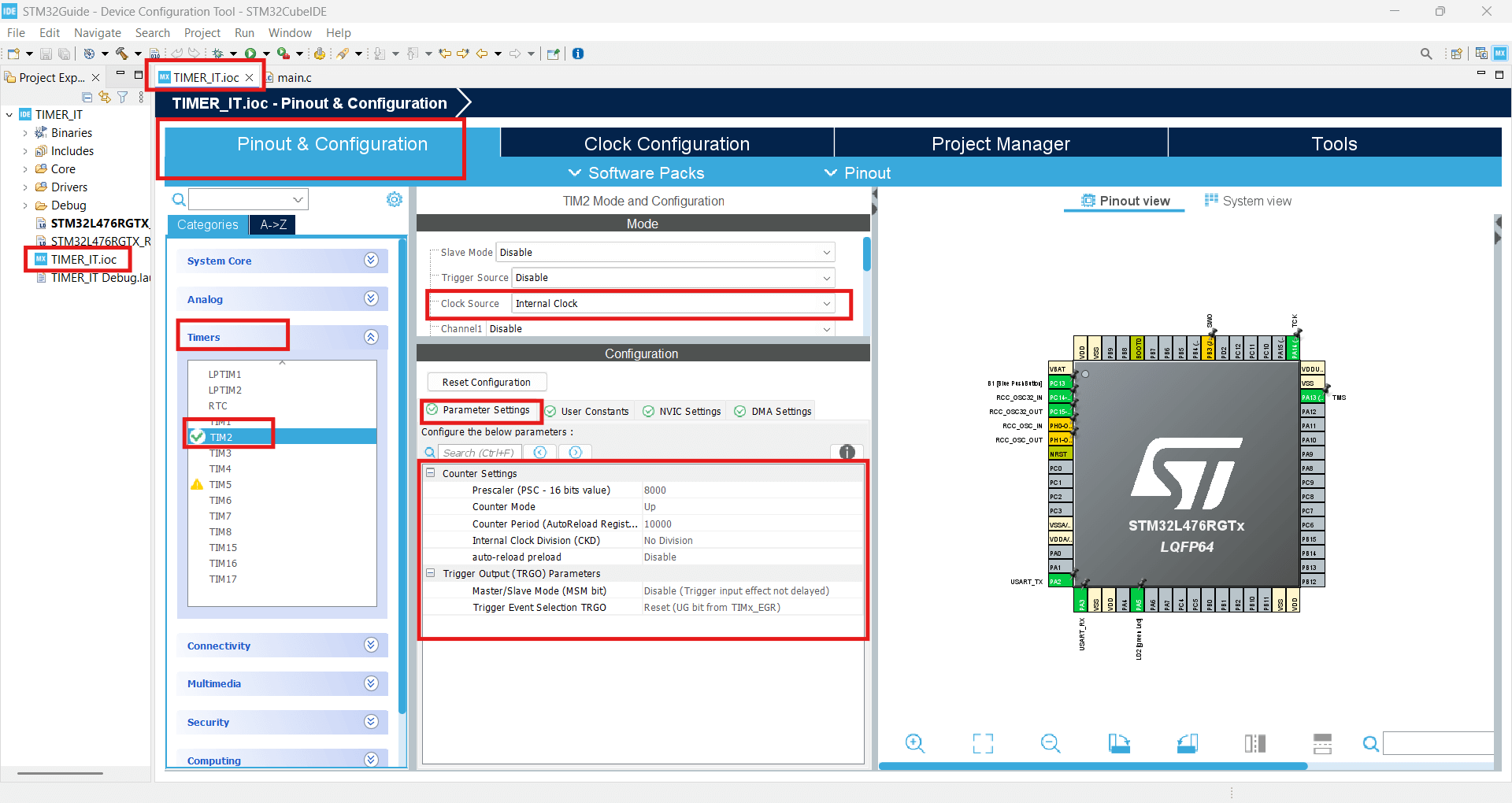Configuration Timer dans STM32CubeIDE